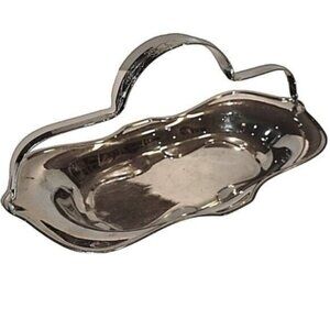 Vintage Farberware Silver Plate Basket with Folding Engraved Handle Ca. 1960s